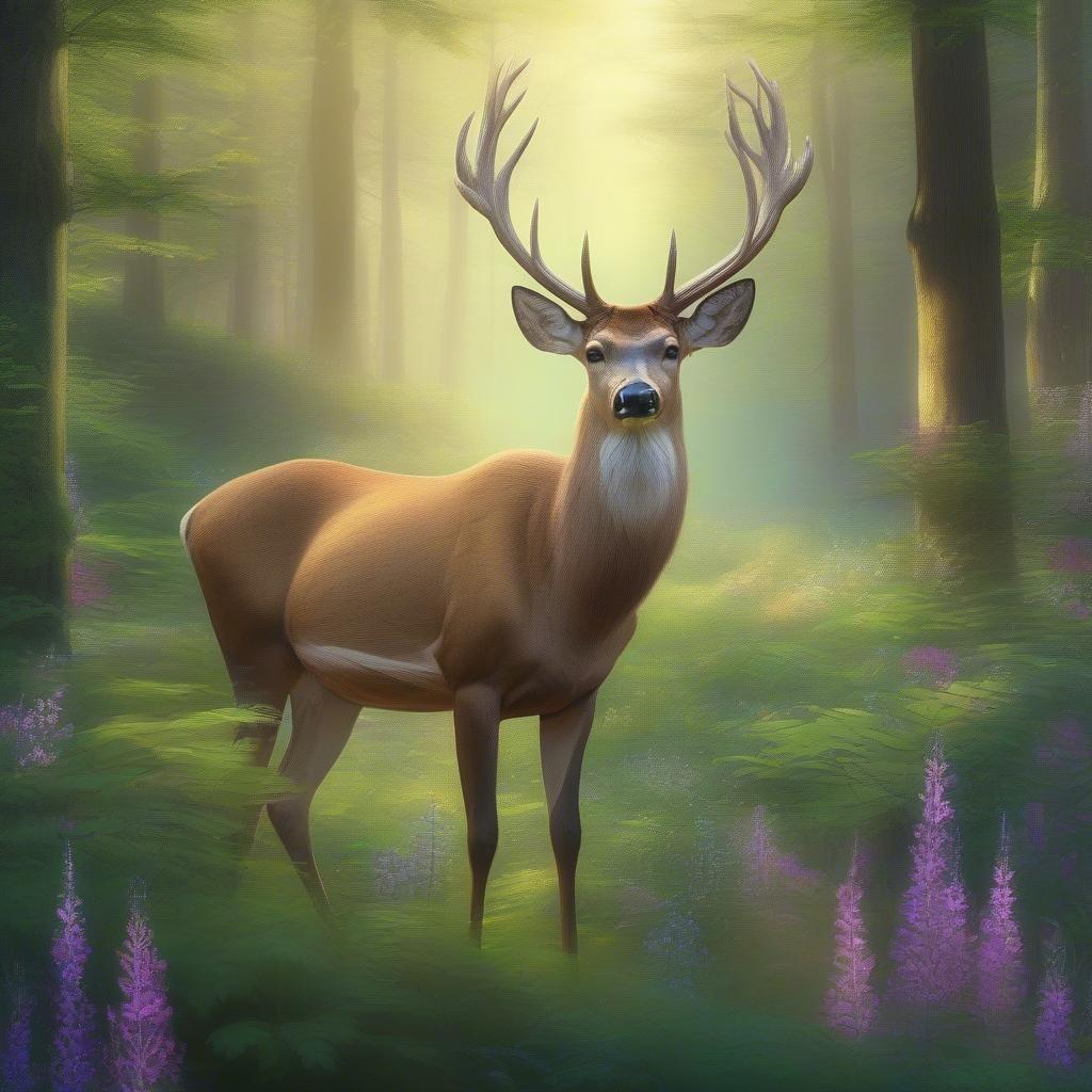 This beautiful Easter wallpaper features a serene forest scene with a majestic deer at its center. The soft, pastel colors and delicate details create a peaceful and calming atmosphere, perfect for adding a touch of springtime charm to your desktop or mobile device.