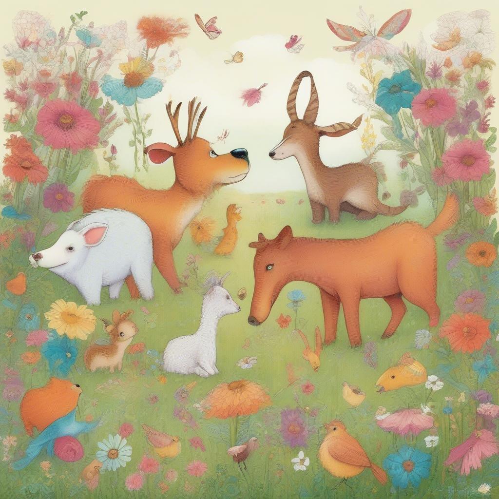 This delightful wallpaper captures the charm of forest creatures in a vibrant garden setting. From the graceful deer to the mischievous fox, each animal adds its unique character to this whimsical scene. The verdant greenery and blooming flowers create a lush backdrop that's perfect for bringing nature indoors.