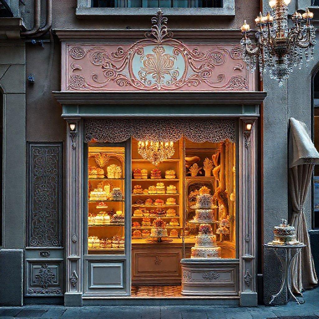 A delectable array of pastries on display in a quaint bakery.