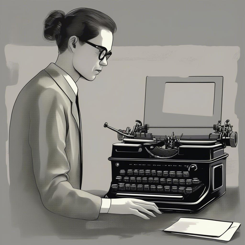 Casually typing away at an old-fashioned typewriter. The hush of mechanical keys against paper and the scent of ink in the air are a nostalgic whiff from a time when letters came alive on parchment.