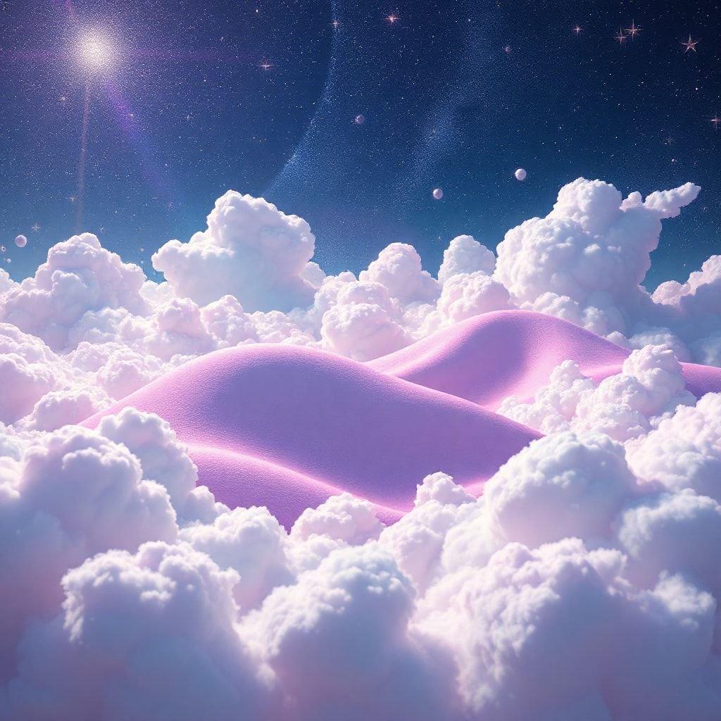 This wallpaper captures the essence of floating in a whimsical cloud nebula, where anything is possible and every moment feels like a dream. The vibrant pink clouds create an ethereal backdrop for your digital home.