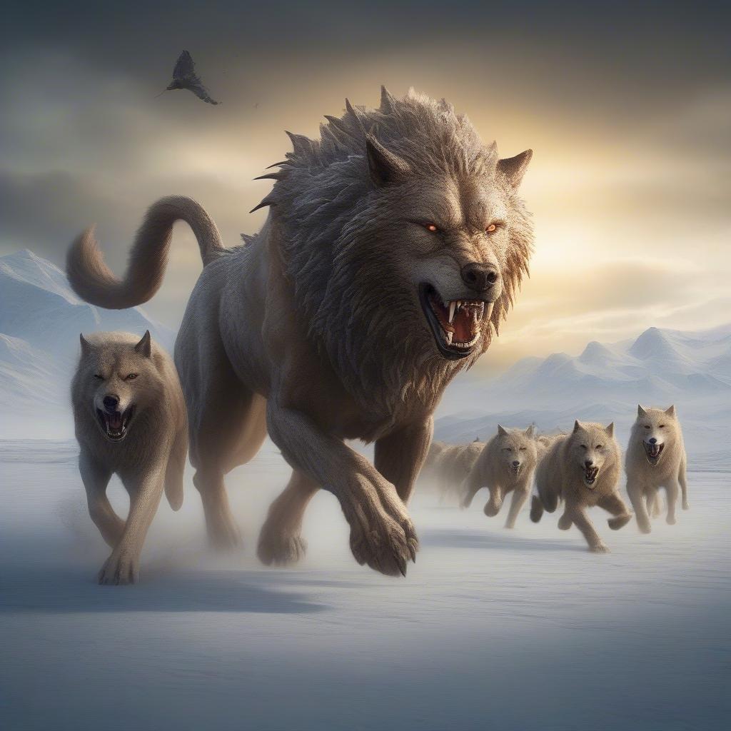 As the alpha wolf leads his pack across the desolate tundra, they face a journey full of challenges and adventure.