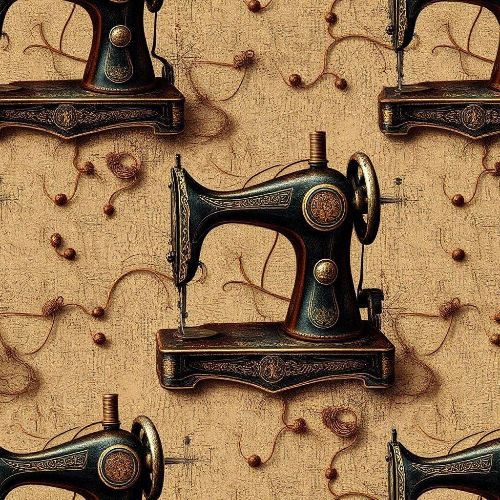 Add a touch of nostalgia to your space with this vintage sewing machine wallpaper. Perfect for sewing enthusiasts and those who appreciate classic designs.