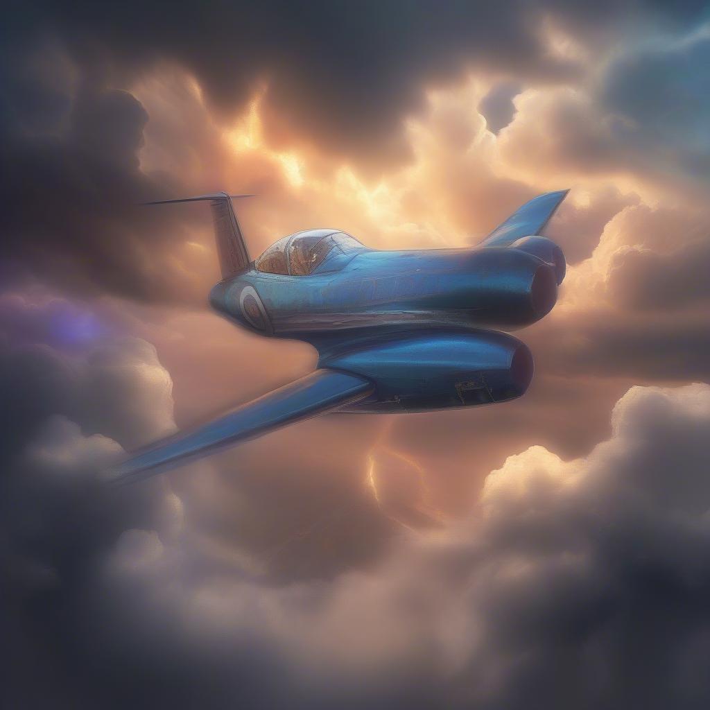 This stunning wallpaper features a high-tech car soaring through the clouds, with a dramatic sunset or sunrise in the background. The car's sleek design and large cockpit make it look like it's ready for takeoff, and the cloudy sky adds a sense of adventure and exploration to the image.