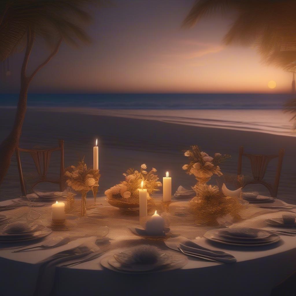 Celebrate your love with a cozy beach dinner at sunset. This romantic setting is perfect for a Valentine's Day dinner or any special occasion.