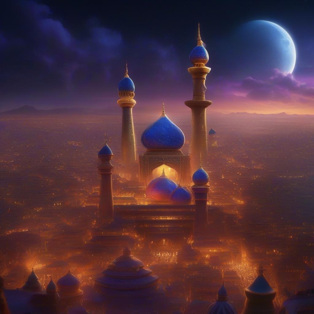 This stunning wallpaper features a breathtaking scene from the Disney movie Aladdin, with the iconic magic carpet ride soaring through the skies above the bustling city of Agrabah. The vibrant colors and intricate details bring the magical world to life, making it a perfect addition to any room.