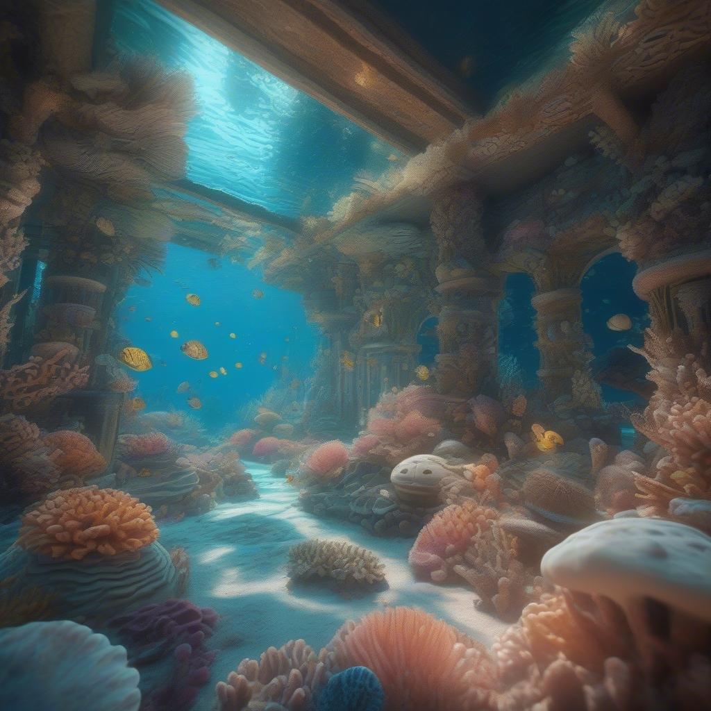 A breathtaking view into the depths of an oceanic paradise, bustling with marine life and coral formations.