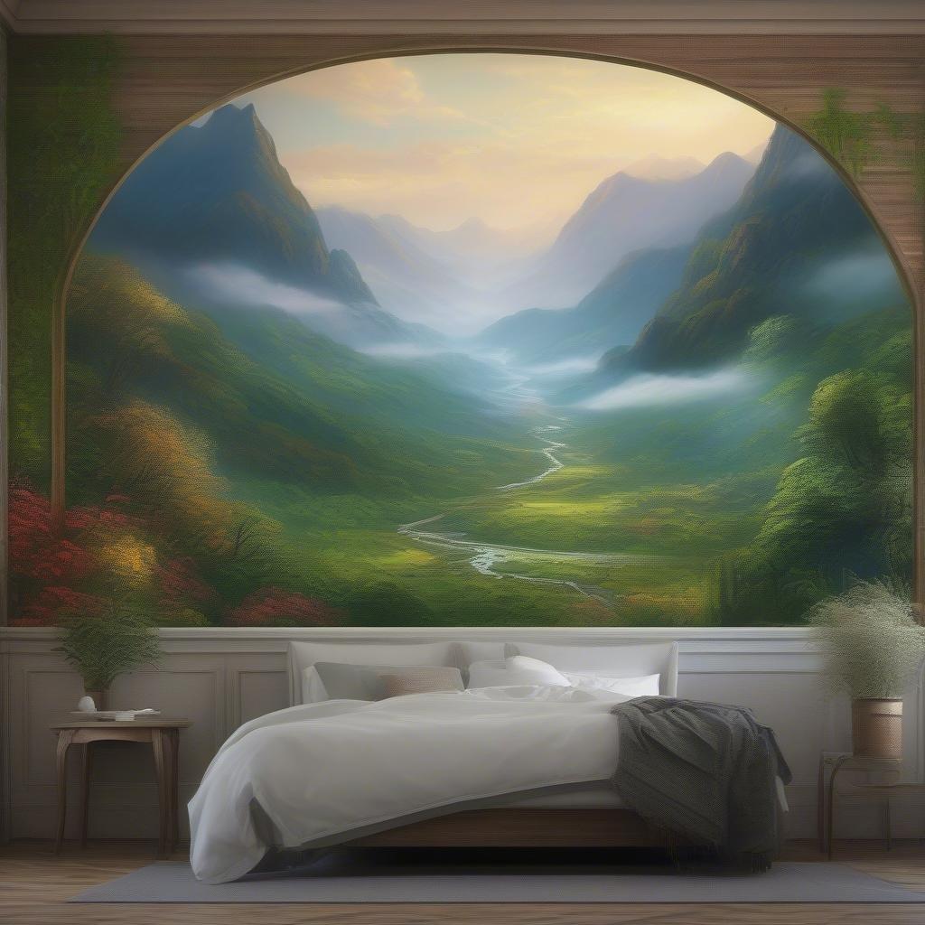 A tranquil view of mountains with misty valleys, perfect for relaxation.