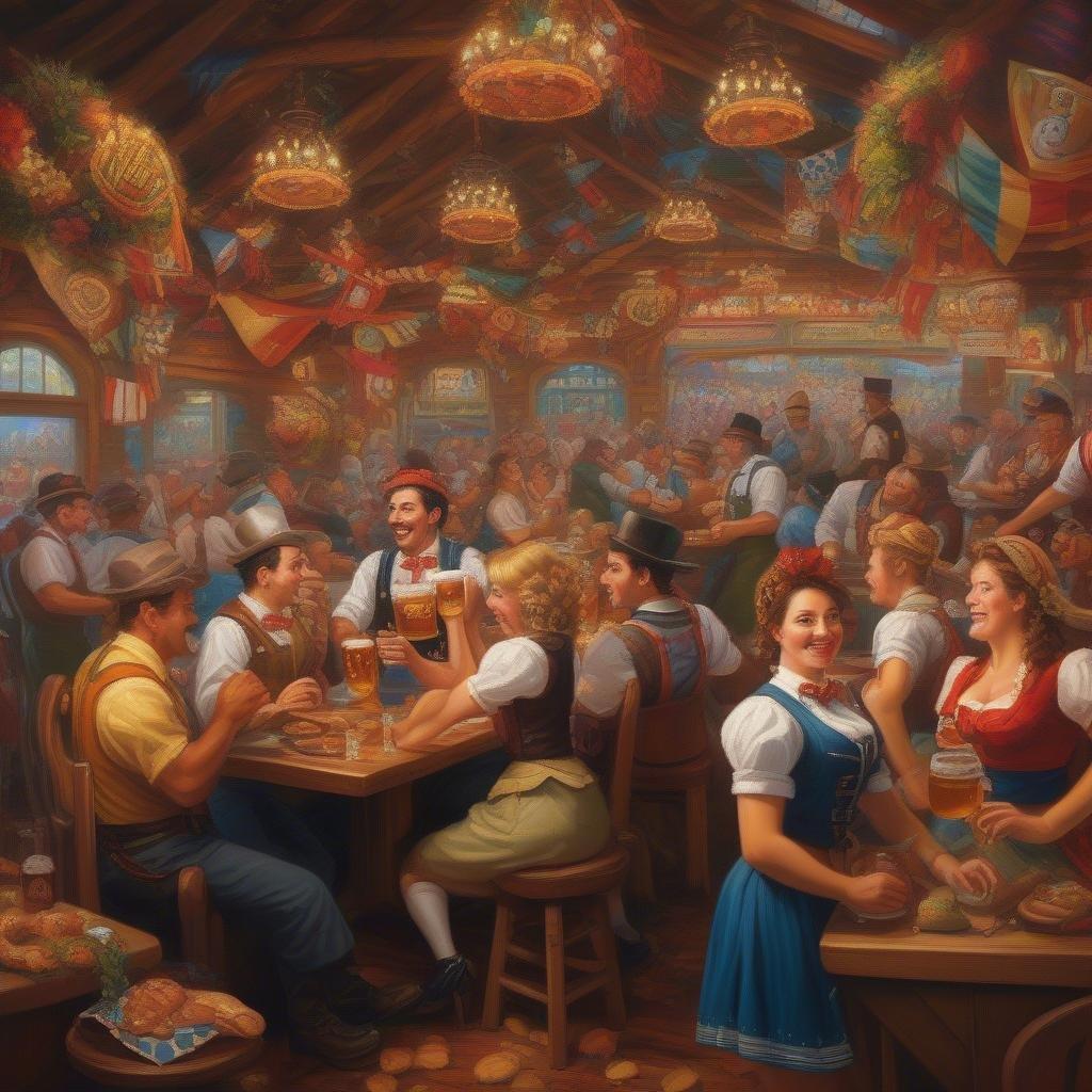 Get in the spirit of Oktoberfest with this vibrant wallpaper featuring a traditional German beer hall. The lively atmosphere and festive attire will transport you to the heart of Munich's famous beer festival.