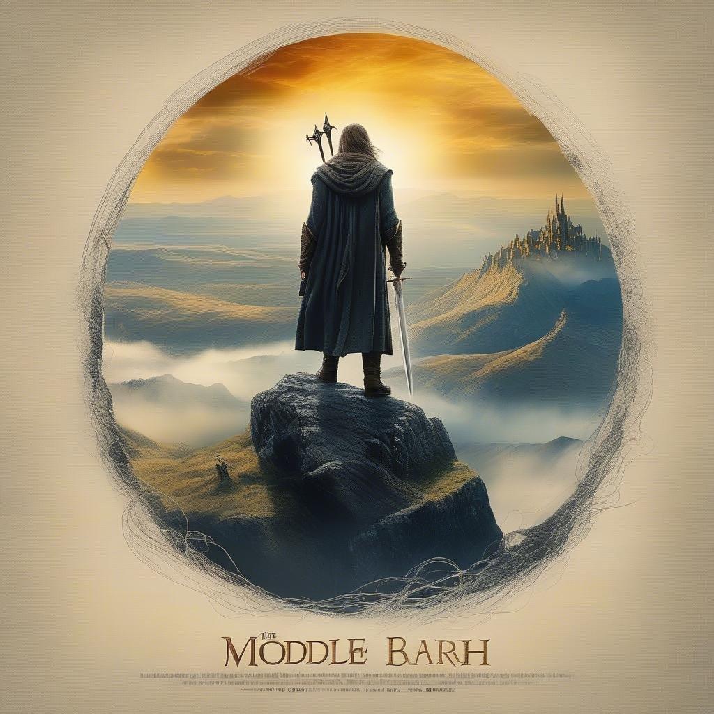 Experience the enchanting world of Middle-earth as a wizard stands at the precipice, ready for whatever lies ahead.