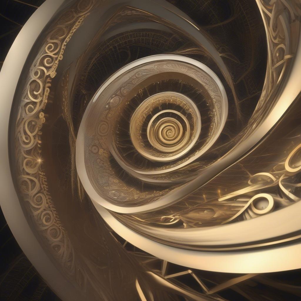 A meticulously designed spiral staircase leading to the heart of the universe, symbolizing our journey through life. Inspirational and spiritually uplifting wallpaper.