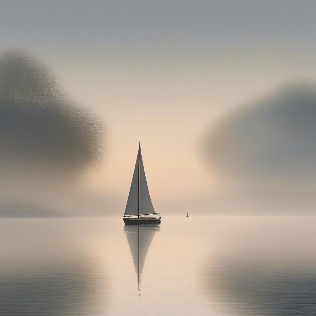 A tranquil scene of a lone sailboat drifting in calm seas at sunset. This serene image captures the beauty of solitude and the endless peace of an evening sail.