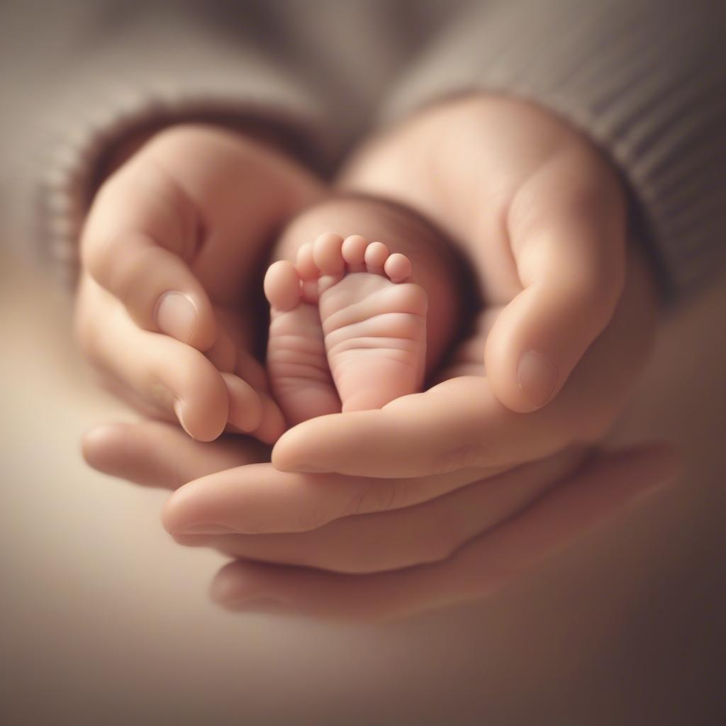 Hands cradling the warmth of a newborn's innocence on Father's Day.