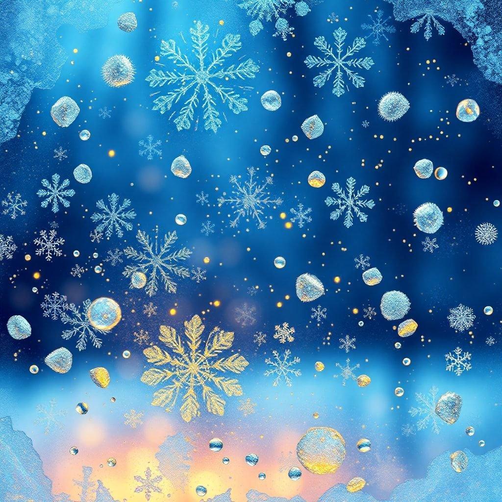 A vibrant digital wallpaper to chill your screen. A sky filled with glowing, bubbly ice crystals that sparkle and shimmer like a frozen night sky.