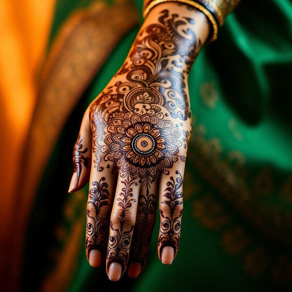 Este impressionante papel de parede apresenta um lindo design de tatuagem de henna, perfeito para adicionar um toque de estilo cultural ao seu desktop ou dispositivo móvel.