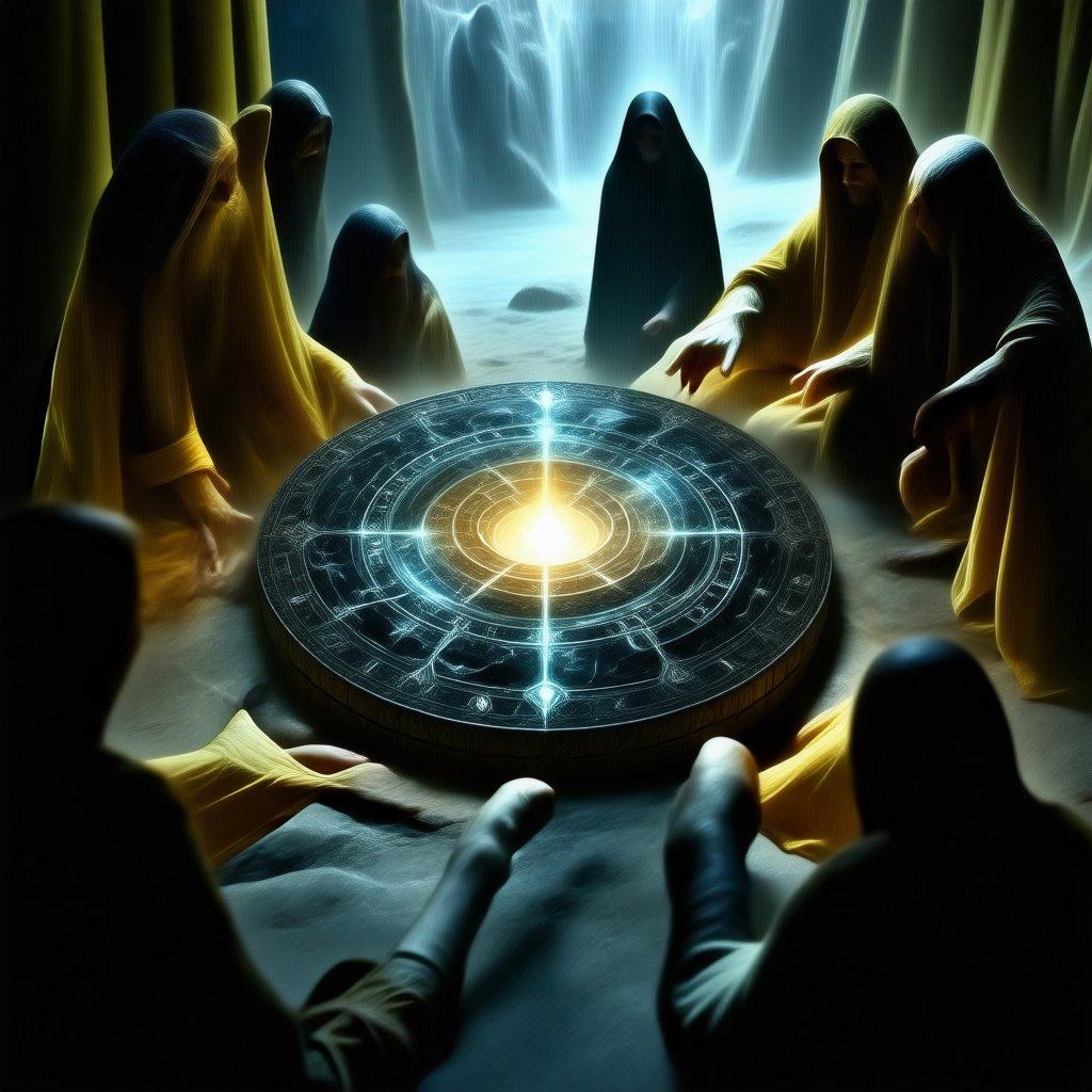 This fantasy creatures wallpaper is perfect for anyone who loves fantasy and adventure. The image features a group of people in robes gathered around a glowing circle, surrounded by a mystical forest. The overall effect is one of enchantment and wonder, making it a great choice for anyone looking to add a touch of magic to their desktop or mobile device.