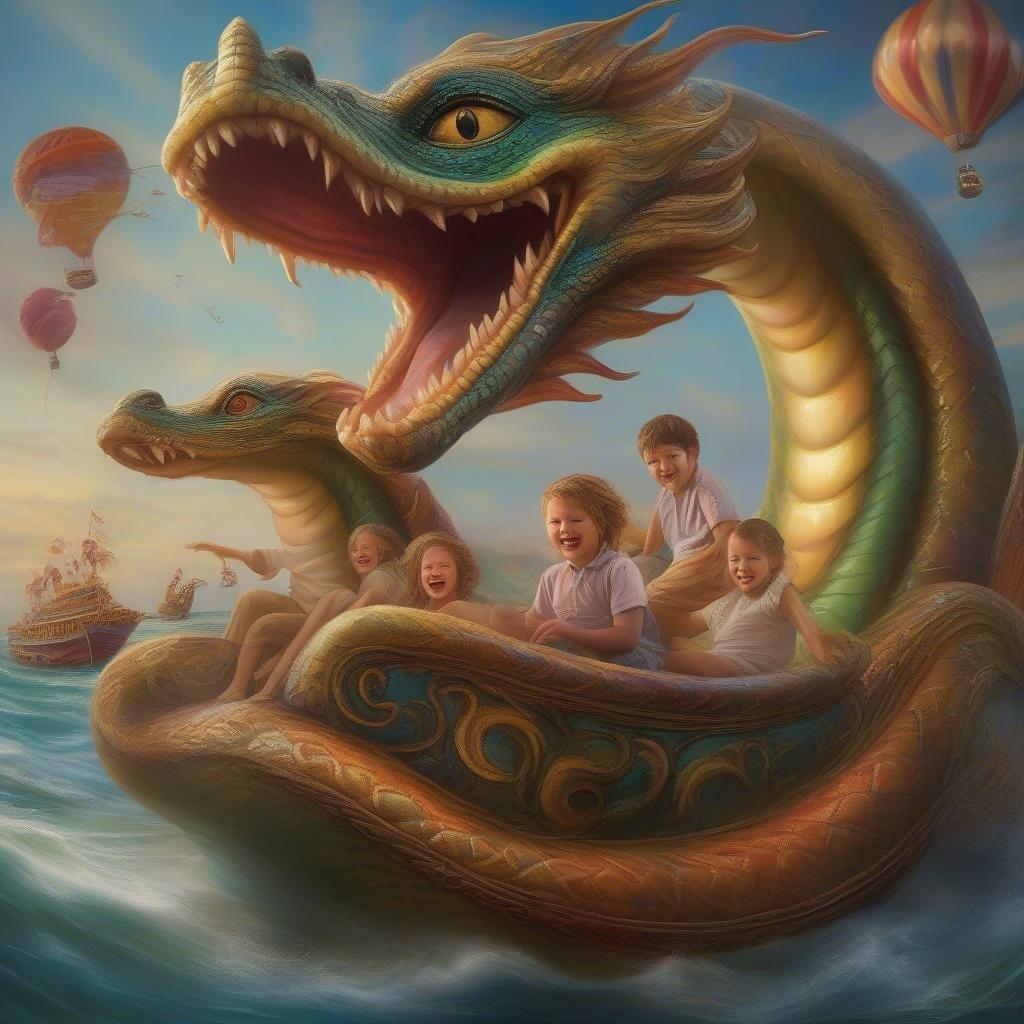 Get ready for a thrilling ride with this carnival-themed wallpaper. The image features a vibrant dragon boat, adding a touch of fantasy to the classic carnival atmosphere. Perfect for desktop and mobile use, this wallpaper is sure to bring a smile to your face and transport you to a world of excitement and joy.