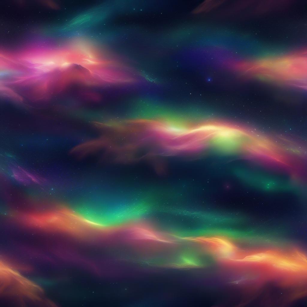 The aurora borealis dances across the night sky, painting its canvas with hues of pink, purple, green, and blue. A tranquil cosmic scene that's perfect for a digital desktop or mobile wallpaper.