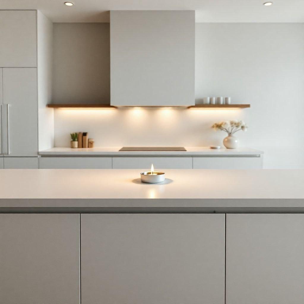 This contemporary kitchen exudes clean lines and simplicity, reflecting the essence of minimalistic design.