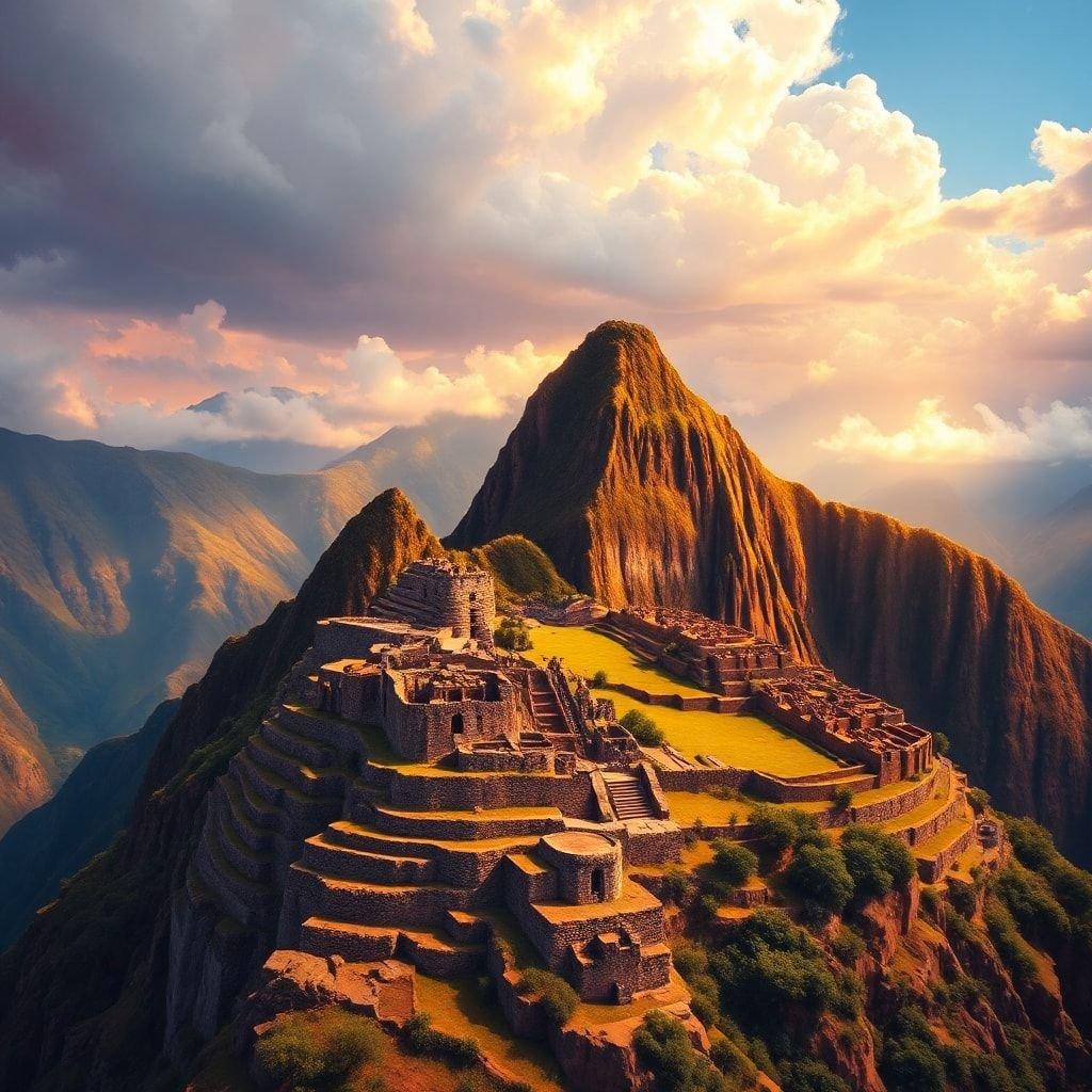 Machu Picchu, a antiga cidadela inca aninhada nas montanhas dos Andes, é uma maravilha de destreza arquitetônica. Este icônico local histórico é conhecido por sua cultura vibrante e vistas deslumbrantes das montanhas.