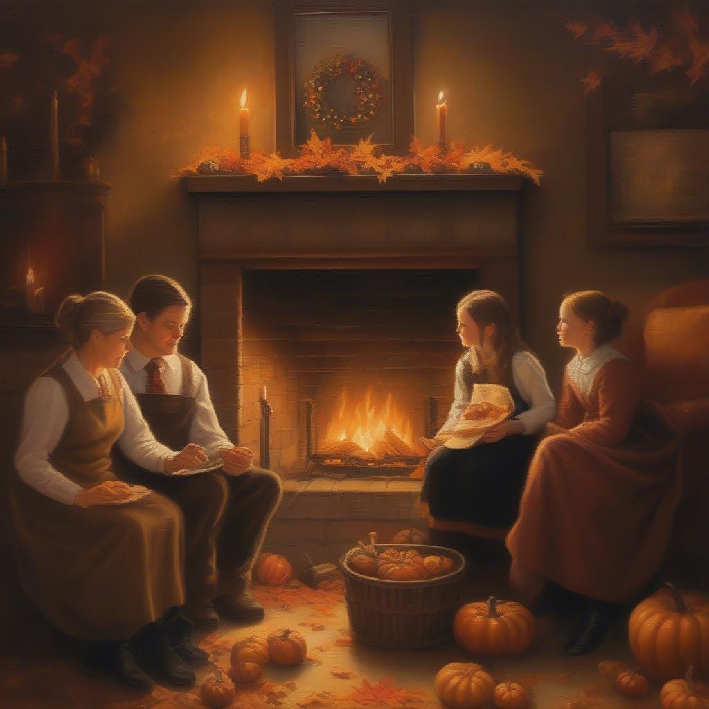 A heartwarming scene of family bonding over the traditional harvest feast.