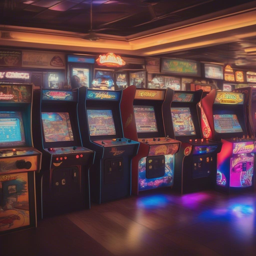 Step into a world of nostalgia with this stunning retro arcade wallpaper, perfect for adding a touch of classic gaming charm to your desktop or mobile device.