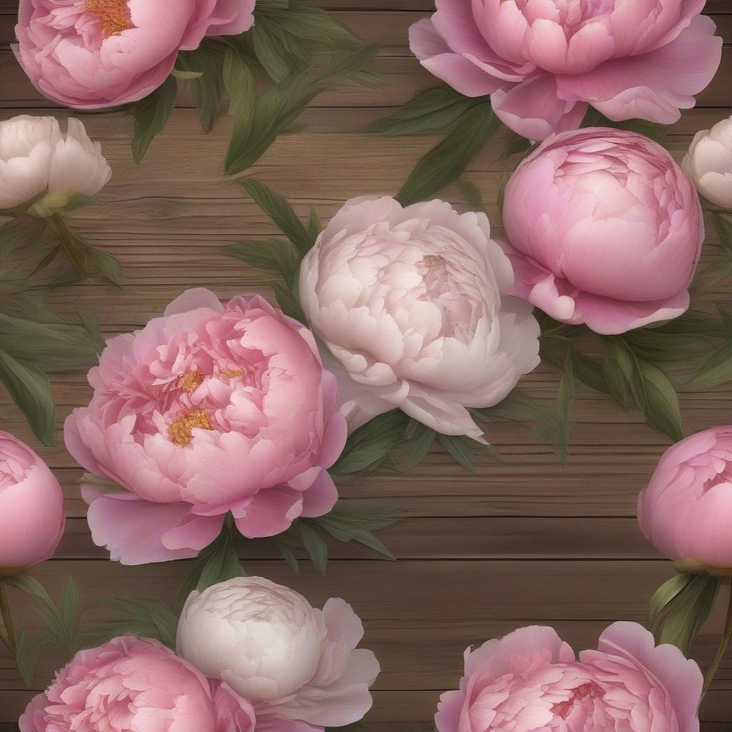 A beautiful and calming wallpaper featuring a pattern of pink peony flowers with green leaves, suitable for both desktop and mobile devices.