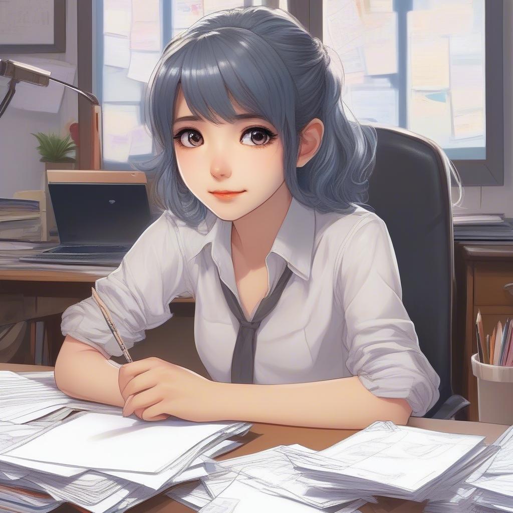 This anime character brings a touch of whimsy to the daily work routine. With her cute schoolgirl uniform and cheerful demeanor, she adds life to any desktop or mobile device.