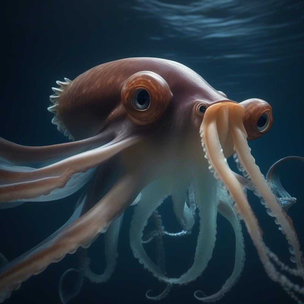 This beautiful wallpaper features an octopus swimming in the ocean, showcasing the wonders of the underwater world.