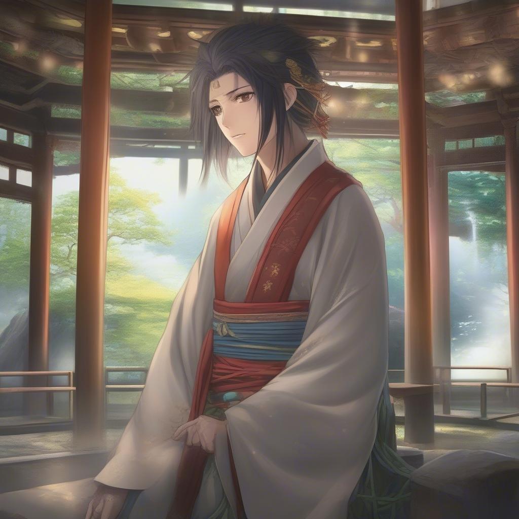 A beautiful anime character in a serene setting, perfect for desktop and mobile wallpapers.