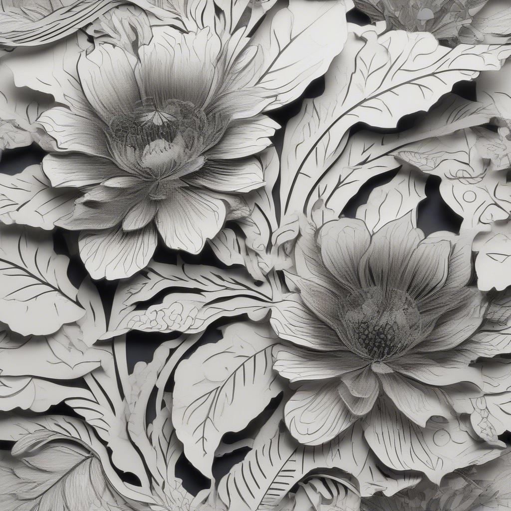 Ajoutez une touche de sophistication à votre espace avec ce magnifique papier peint floral noir et blanc. Le design complexe et le schéma de couleurs classique en font un choix intemporel pour n'importe quelle pièce.