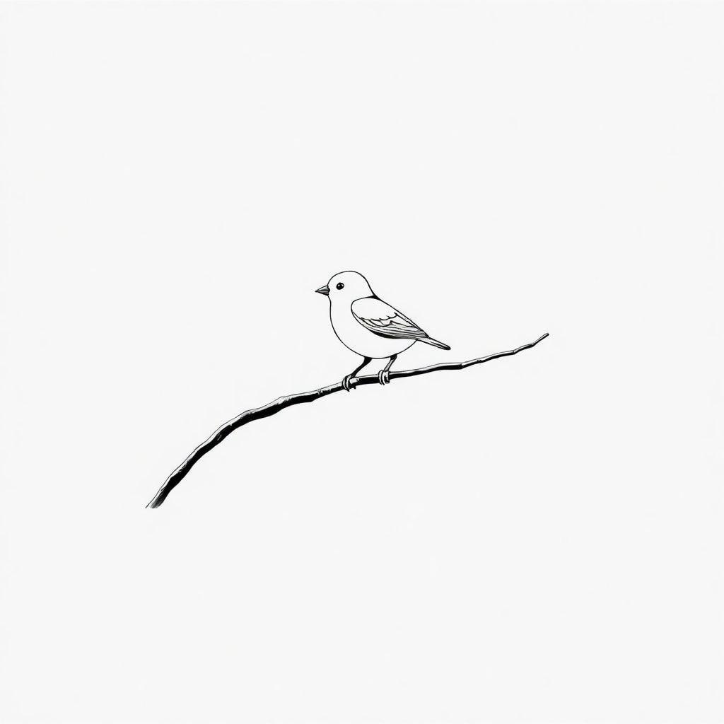 This minimalist wallpaper features a simple yet elegant design, with a small bird perched on a thin branch. The clean lines and monochromatic color scheme create a sense of calmness and serenity, making it perfect for those who appreciate simplicity and subtlety.