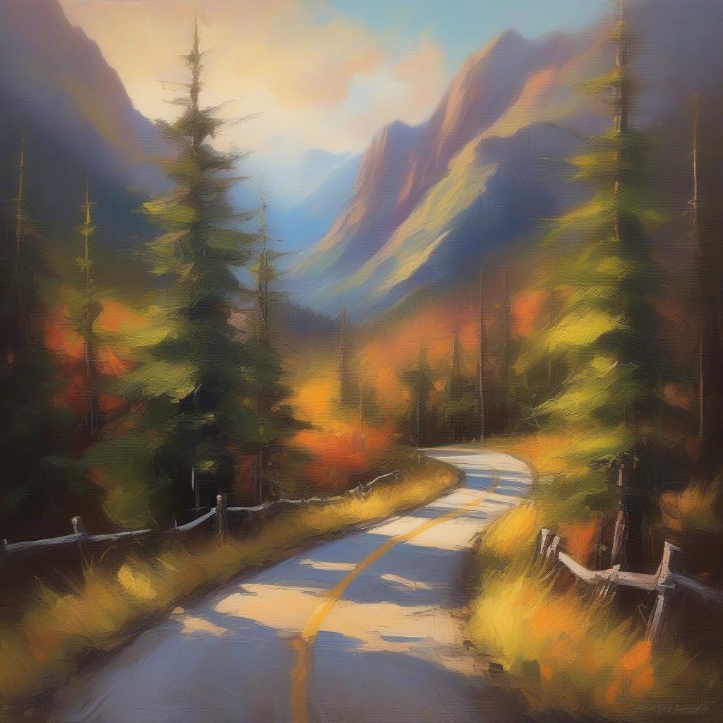 This scenic view captures the winding road nestled within a mountain range. The tranquil ambiance suggests a journey through nature, perhaps hinting at an adventurous spirit or a love for exploration.