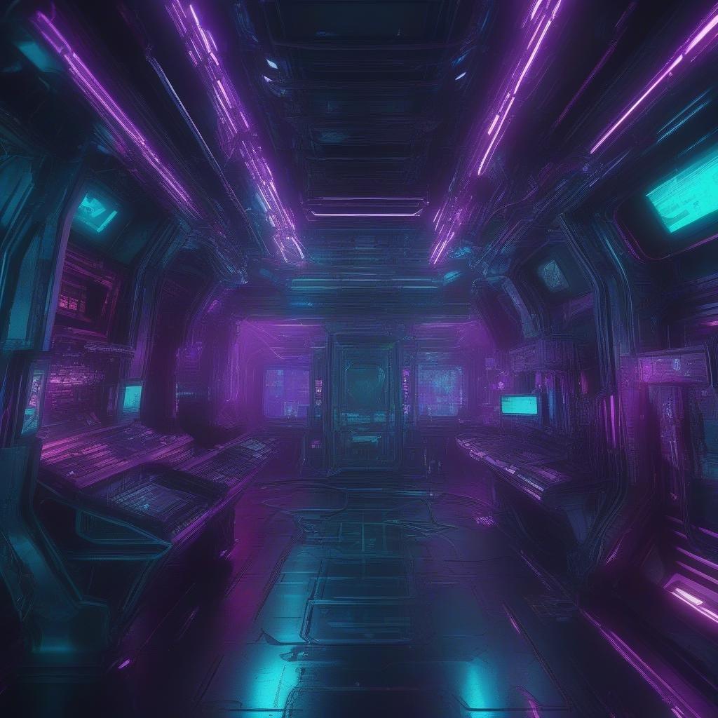 Step into a futuristic chamber, where the glow of screens illuminate a complex system designed for exploration.