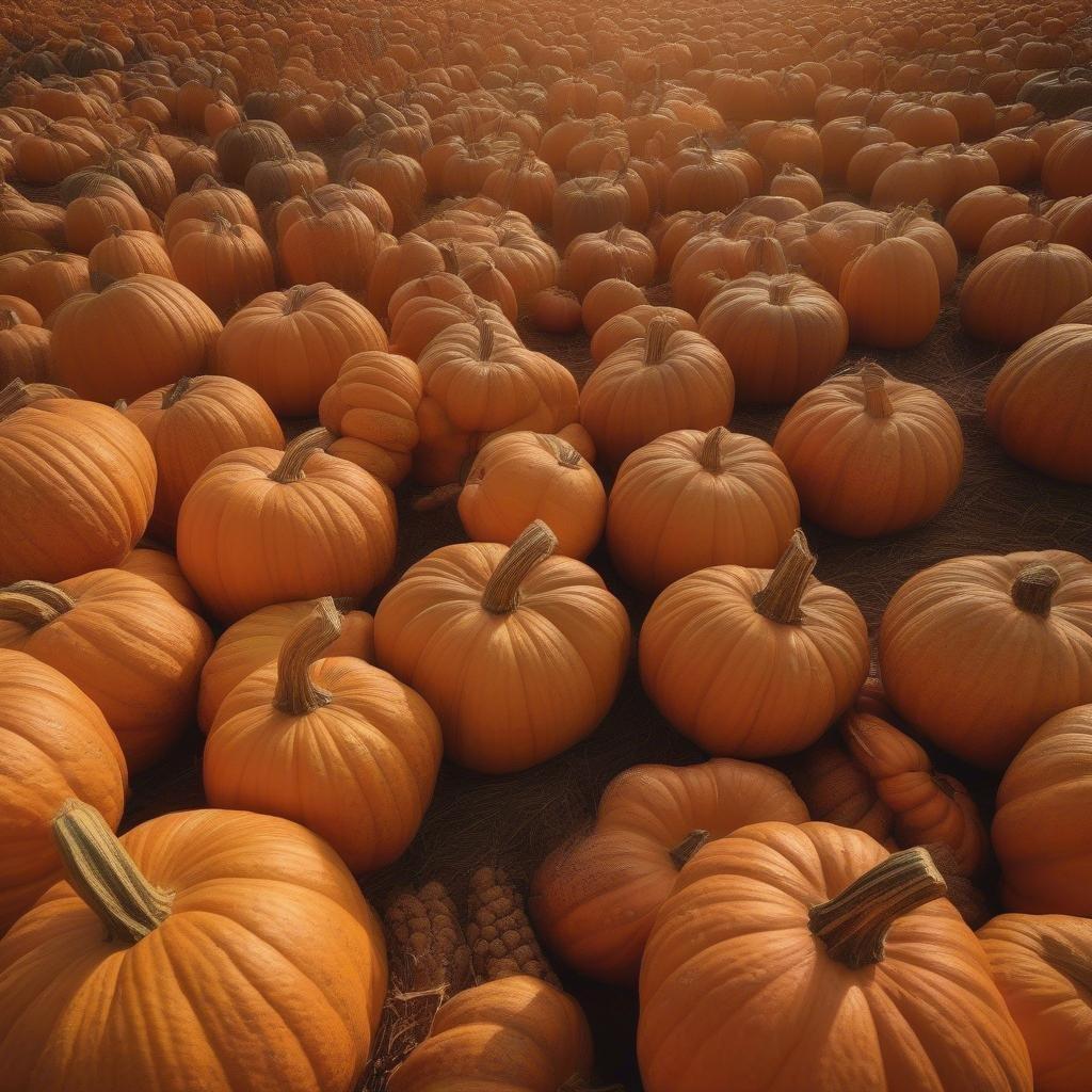 Get into the Halloween spirit with this stunning wallpaper featuring a vast pumpkin patch. The vibrant orange pumpkins stretch as far as the eye can see, creating a festive and cozy atmosphere perfect for the fall season.