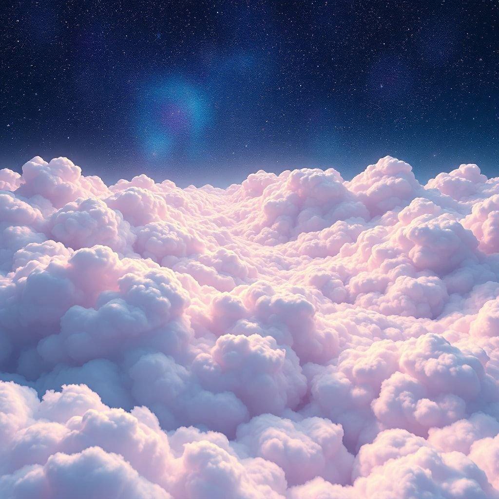 This stunning 3D art wallpaper features a breathtaking view of fluffy clouds in the sky, perfect for adding a touch of serenity to your desktop or mobile device.