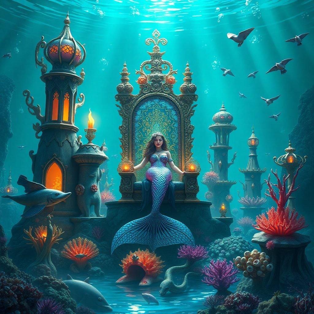 Dive into a mystical world of fantasy and magic, where mermaids and sea creatures roam free. This enchanting wallpaper transports you to an underwater realm of wonder and discovery.