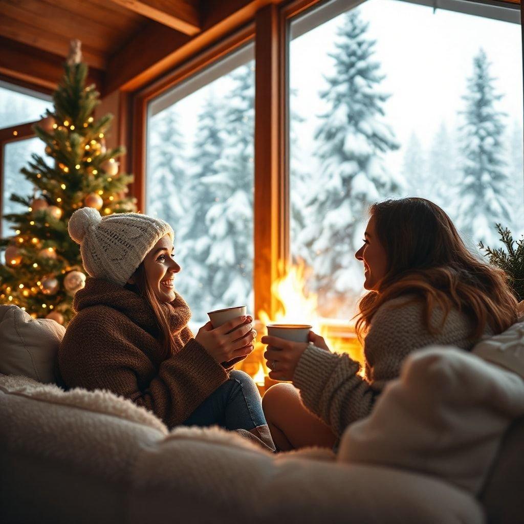 Esta hermosa escena invernal es perfecta para el fondo de pantalla de tu escritorio o móvil, trayendo la calidez y alegría de la temporada a tu dispositivo.