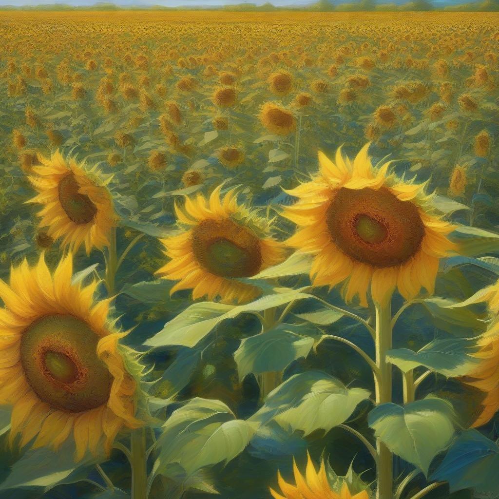 A vibrant field of golden sunflowers in full bloom, symbolizing the abundance of nature during the harvest season.