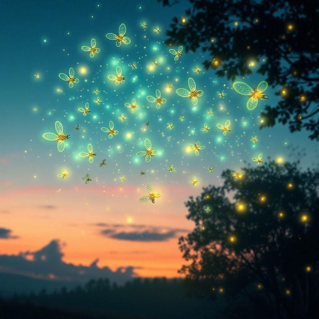 A magical evening sky, adorned with whimsical butterflies that are as bright as stars. The perfect wallpaper to bring a touch of fantasy to your screens.