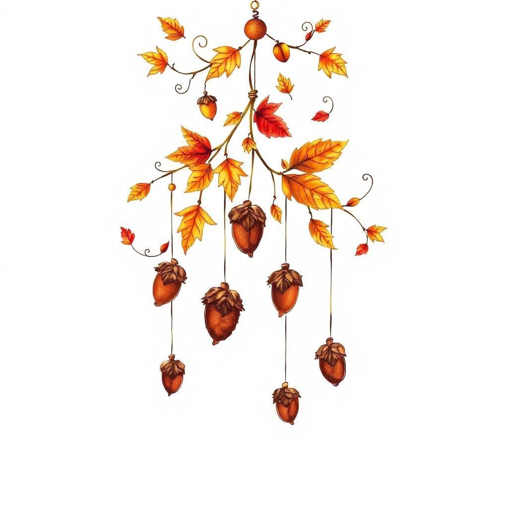 This charming chandelier is the perfect centerpiece for your home decor. Adorned with leaves and acorns, it will evoke a warm autumnal feel and add a touch of nature's bounty to any space.