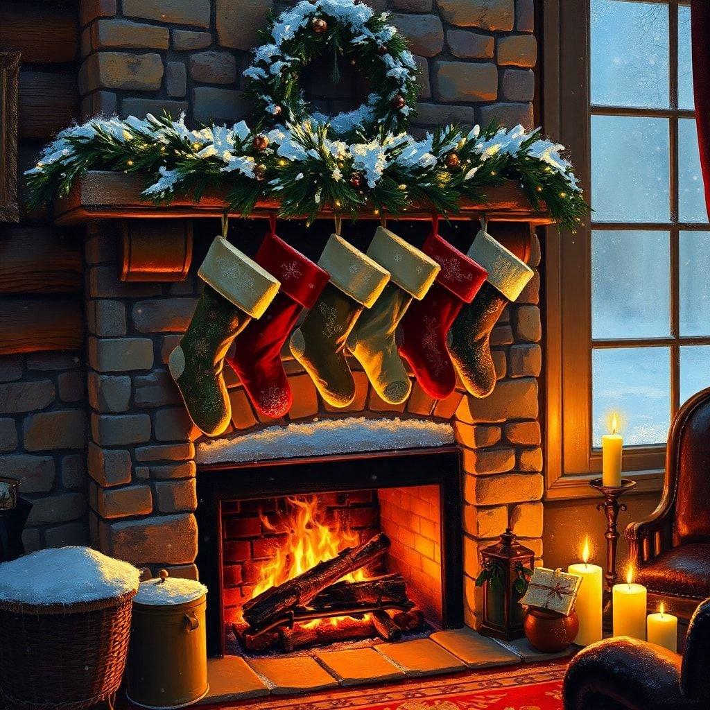 This image captures the warmth and joy of the holiday season with a cozy Christmas scene.