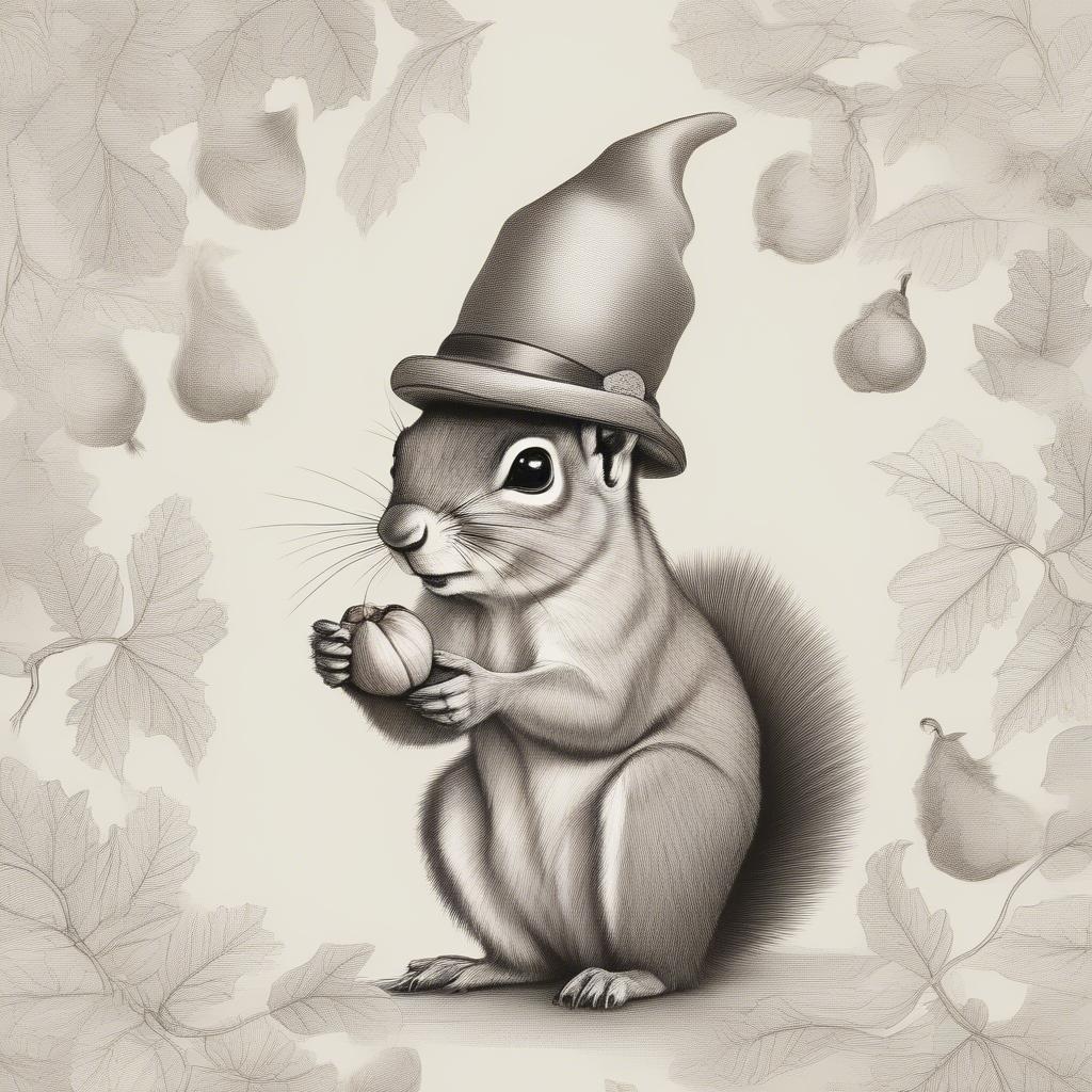 An adorable squirrel embarks on a magical journey with an apple in hand, set against the backdrop of autumn leaves. The perfect wallpaper to spark your imagination!