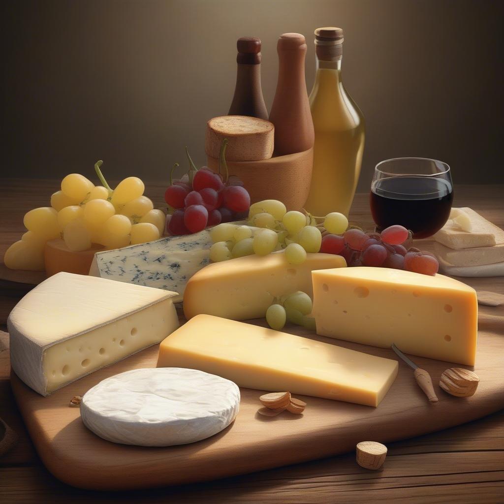 Indulge in a culinary delight with this beautifully arranged cheese board, perfect for any occasion.