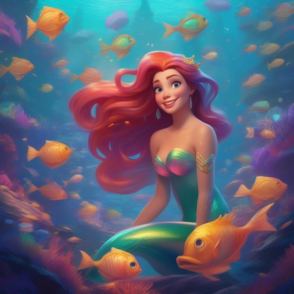 This stunning wallpaper features Ariel from Disney's The Little Mermaid, surrounded by her underwater world. The vibrant colors and detailed design make it a perfect addition to any desktop or mobile device.