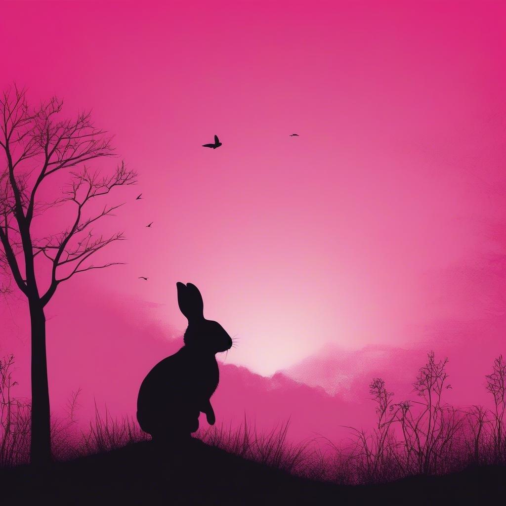 This beautiful wallpaper features a stunning Easter bunny silhouette against a vibrant pink sky, perfect for adding a touch of springtime charm to your desktop or mobile device.