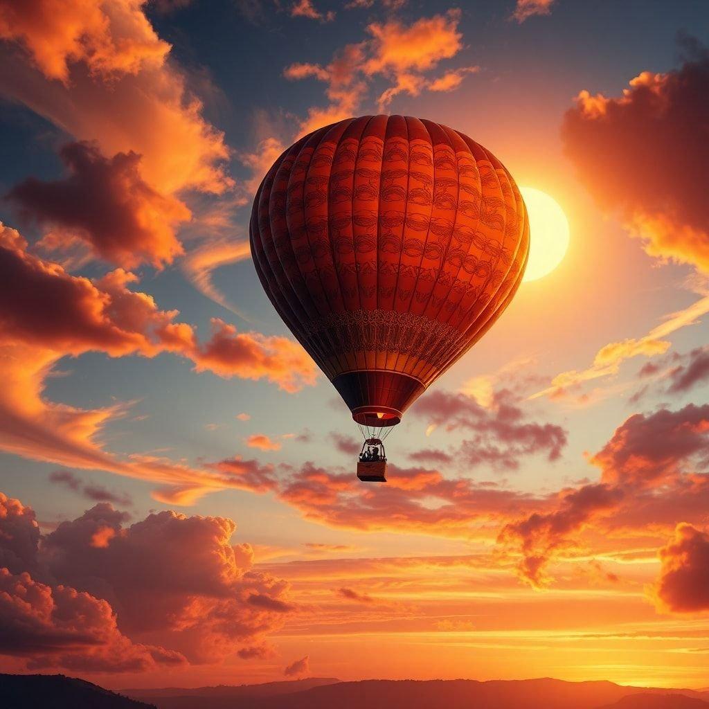 Experimenta la emoción de un paseo en globo aerostático al atardecer, surcando las nubes y disfrutando de vistas impresionantes.