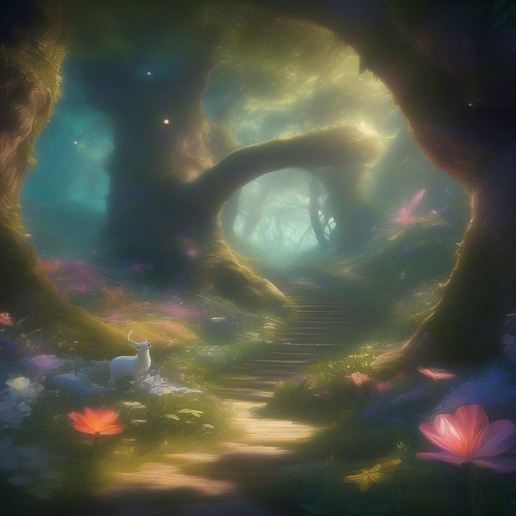 Escape into a world of wonder with this enchanting fantasy forest wallpaper. Perfect for desktop and mobile use, this image transports you to a realm of magic and mystery.