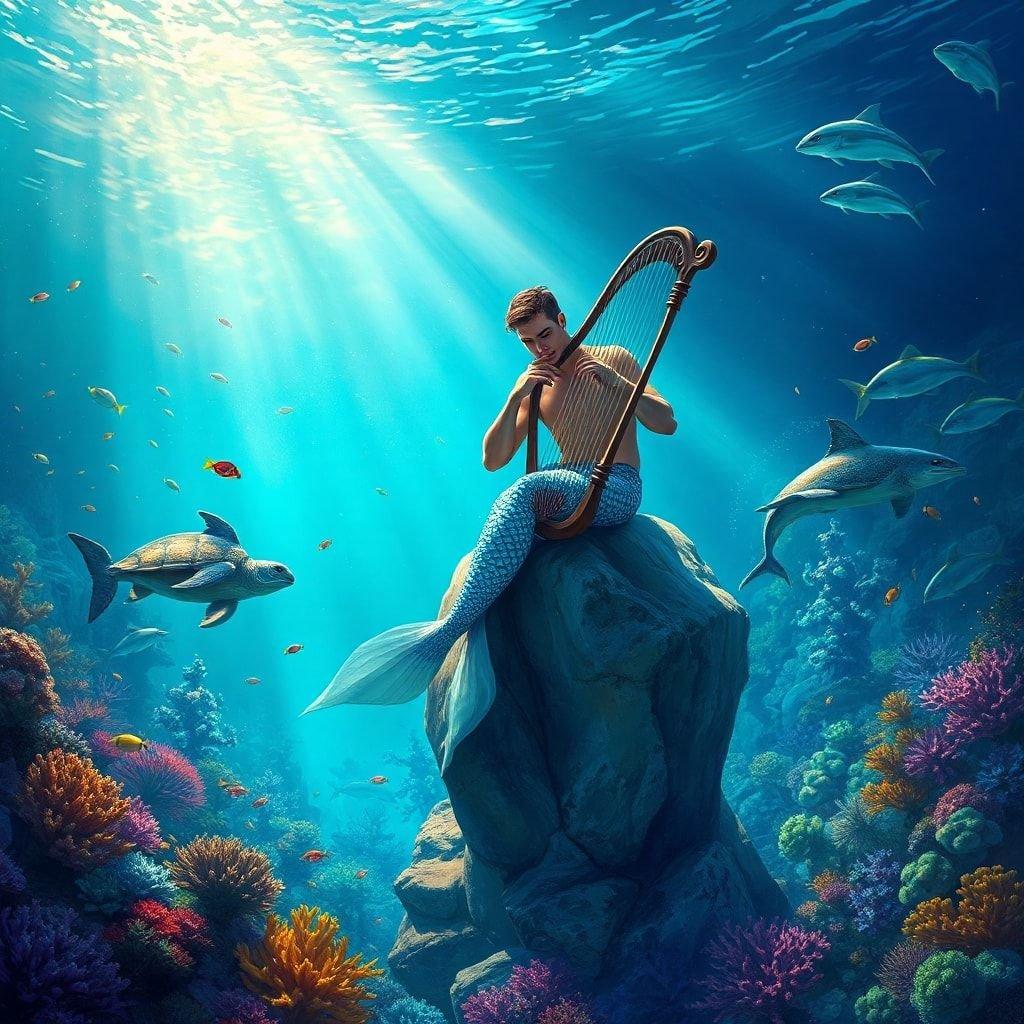 In the depths of the ocean, a mermaid shares her melody with the sea creatures.