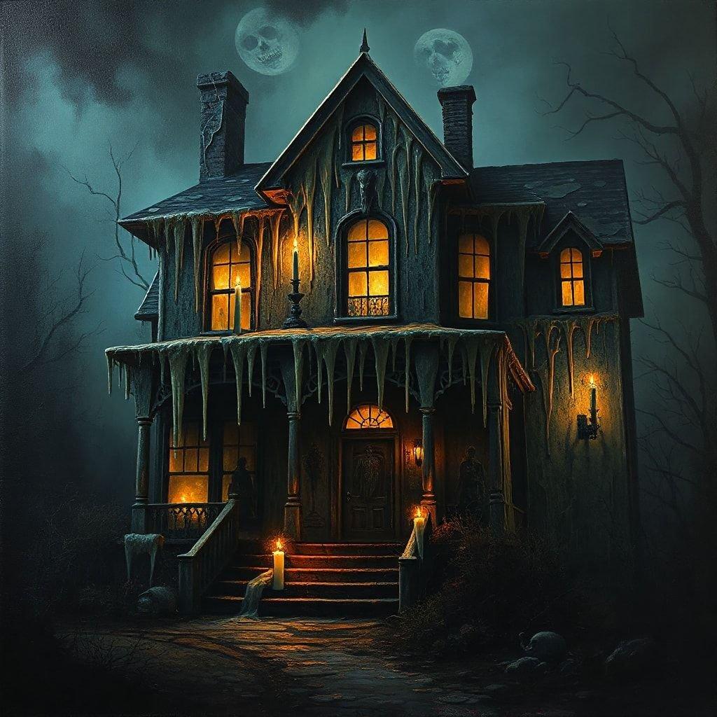 This spooky wallpaper is perfect for Halloween enthusiasts. With its eerie and mysterious atmosphere, it's sure to add a touch of horror to any room.